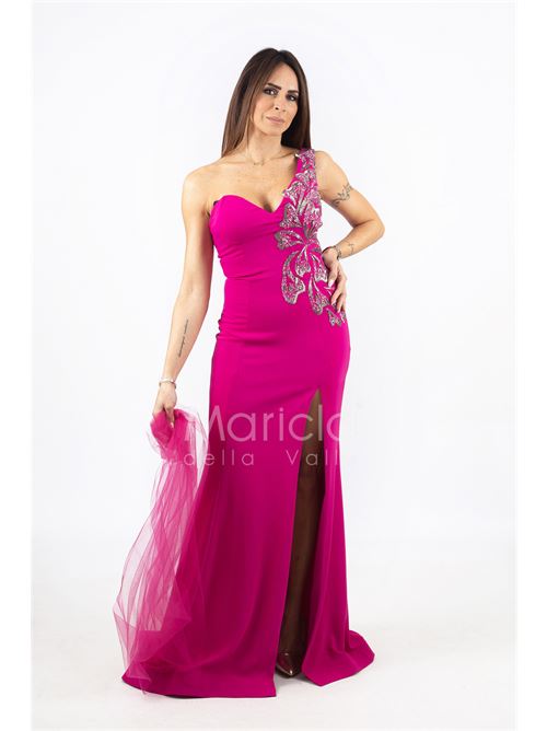 abito lungo con ricamo laterale MARICLA ELEGANCE | INV2319FUCSIA